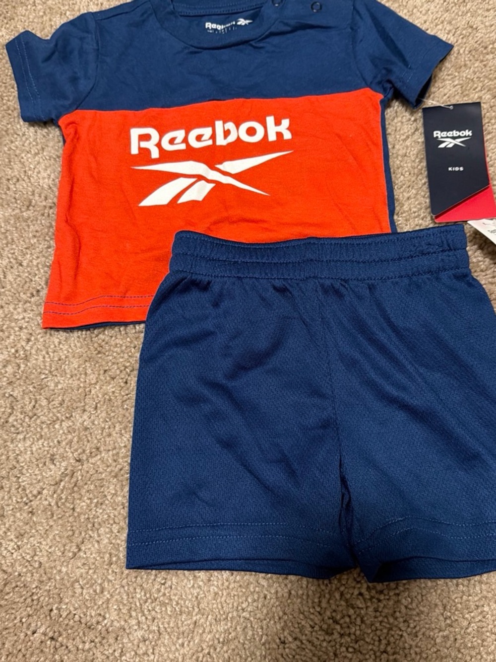 Reebok Navy and Orange Two-Piece Athletic Set
